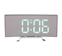PRETYZOOM Horloge LED Multifonction Élégante Grand Affichage Numérique, Miroir en Verre, Réveil Silencieux pour Bureau et Chambre, Alimentation par 3 Piles AAA