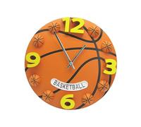 PRETYZOOM Horloge Murale Silencieuse Forme de Basketball pour Décoration de Chambre Garçon Fille et Salon Horloge Ronde Créative à Accrocher