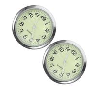 PRETYZOOM Horloge pour Tableau de Bord Automobile 2pcs Installation Adhésive, Quartz Électronique Précis, Diamètre 4 Cm, Design Créatif en Métal et Verre Argenté pour Voiture
