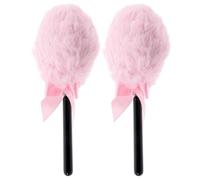 PRETYZOOM Houppette à Poudre Visage Lot de 2 Pièces, Adaptée Voyage et Application Facile du Maquillage en Fibre Pelucheuse Rose la Plupart des Types de Peau