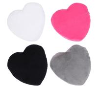 PRETYZOOM Houppettes en Coton Pur Forme Cœur Lot de 4 Couleurs Assorties Dos Ergonomique pour Poudre Visage et Corps, Applicateurs Maquillage pour Peaux Sensibles