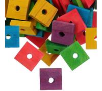 PRETYZOOM Jouets en Bois pour Oiseaux, pour ronger Les Dents, 100 pcs, copeaux de Bois, à mâcher, Trou de Suspension, DIY, pour perroquets et perruches Couleur Aléatoire