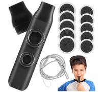 PRETYZOOM Kazoo Professionnel Noir à Double Trou avec 1 Embout de Remplacement 10 Membranes Rondes et Lanière Instrument de Musique Portable pour Adultes Accompagnement Musical et