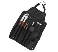 PRETYZOOM Kit Barbecue Compact avec manique Noire, Outils Portables en Bois et Acier Inoxydable pour Barbecue en Plein air