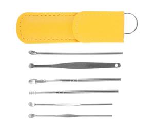 PRETYZOOM Kit d Extraction de Cérumen en Acier Inoxydable Étui en Cuir, Outil Robuste et Portable pour Nettoyage des Oreilles à Domicile, 1 Set Pratique