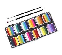 PRETYZOOM Kit de Maquillage Visage avec Mélange de Couleurs 12 Couleurs Pigment Poudre Adapté Corps Visage , pour Halloween et Spectacle de Mode