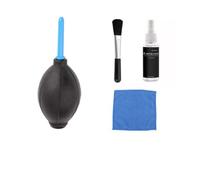 PRETYZOOM Kit de Nettoyage Écran Ordinateur 4 Pièces Brosse Électronique, Souffleur d'air, Chiffon Microfibre et Liquide de Nettoyage 20ml en Plastique Noir Bleu Jaune
