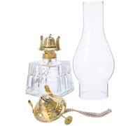 PRETYZOOM Lampe à Huile Rétro Pyramide 350ml en Fer et Verre | Motifs Traditionnels Peints à Main, Éclairage Stable, Usage Intérieur, Dîner Romantique, Table