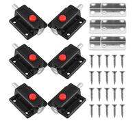 PRETYZOOM Loquet de Porte à Bouton Poussoir Noir pour Meubles, Ressort Sécurisé, Ensemble de 6 Pièces en Abs et Alliage de Zinc, pour Armoires et Bibliothèques