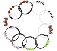 PRETYZOOM Lot de 10 Bracelets de Sport Réglables Perles Balles, en Fil Noir et Blanc, pour Filles et Garçons, Accessoires Sportifs Légers et Résistants pour Fête et Esprit D'équipe