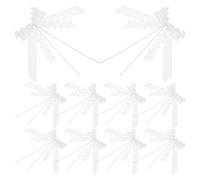 PRETYZOOM Lot de 10 Nœuds en Organza Blanc de Cœur, Décorations de Mariage Diy, Nœuds pour Voiture de Mariage, Arceaux de Rétroviseurs, Décoration Cérémonie et Fête, Accessoires