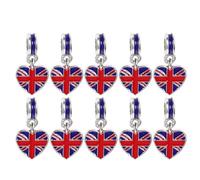 PRETYZOOM Lot de 12 Breloques Drapeau Britannique de Cœur pour Création de Bijoux et Bracelets Accessoires Patriotiques DIY Matériau Résistant aux UV Taille Petite Couleur Rouge Blanc