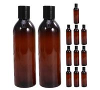 PRETYZOOM Lot de 12 Flacons de Voyage 250 Ml Marron avec Bouchon-Poussoir Bouteilles Vides Rechargeables pour Shampoing Lotion et Gel Contenants Portables pour Articles de Toilette en