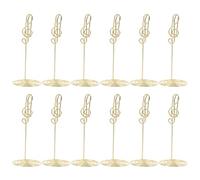 PRETYZOOM Lot de 12 Porte-Cartes De Table Dorés De Notes De Musique, Support Mémo Vertical Multifonction pour Marque-Place, Porte-Noms Mariage Et Organisation Bureau Compacte