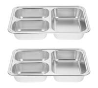 PRETYZOOM Lot de 2 Assiettes de Dîner en Acier Inoxydable 304 Compartiments, Anti-rouille et Empêchant le Mélange des Aliments, Personnes Soucieuses de Leur Santé