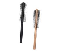 PRETYZOOM Lot De 2 Brosses à Cheveux Coiffantes Rondes En Bois Naturel, Mini Taille, Poils En Nylon Pour Brushing, Femmes, Usage Quotidien à Domicile, Volumisantes Et Adaptées Au Sèche-cheveux