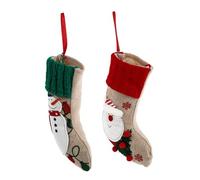 PRETYZOOM Lot de 2 Décoratifs pour Chaussettes de Noël de Rangement pour Bonbons Festifs pour Tissu Doux Motifs Brodés 2 Pièces