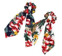 PRETYZOOM Lot de 2 Élastiques à Cheveux Style Hawaïen Foulard Imprimé Fleur, Tissu Élastique, Accessoire Cheveux Décoratif pour Fête Costumée