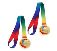 PRETYZOOM Lot de 2 Médailles de Participation Sportive en Alliage de Zinc Doré pour Garçon et Filles avec Ruban à Porter Autour du Cou Médailles d'Athlétisme pour Récompenses Scolaires et