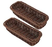 PRETYZOOM Lot de 2 paniers de rangement en jonc de mer - En plastique - Longs et étroits - Rectangulaires - Pour chambre à coucher, salon, salle de bain, étagères - Couverts, épices, pot