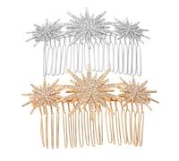 PRETYZOOM Lot de 2 Peignes à Cheveux Latéraux Ornés de Strass Métal Robuste Taille Grosse et Petite Accessoires de Coiffure pour Mariage Cérémonie et Chignon Élégant pour Femmes et
