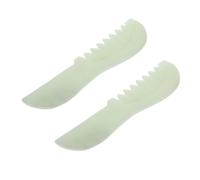 PRETYZOOM Lot de 2 Peignes de Massage en Jade Véritable pour Cuir Chevelu et Visage - Outil Gua Sha Portatif Multifonction - Brosse Exfoliante Compacte pour Détente et Soin Peau