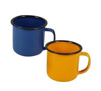 PRETYZOOM Lot De 2 Petites Tasses Vintage En Fer Émaillé Jaune Et Bleu, Tasse Multifonctionnelle Résistante, Pour Vin, Eau Et Thé, Maison Et Restaurant