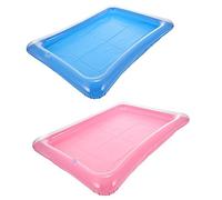 PRETYZOOM Lot de 2 Plateaux Flottants Gonflables pour Piscine Bac à Glaçons PVC Bleu et Rose Refroidisseur de Boissons Accessoires de Piscine Barbecues
