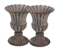 PRETYZOOM Lot De 2 Pots De Fleurs Funéraires en Métal Vintage Gris, Vase Commémoratif Résistant Aux Intempéries, pour Décoration De Tombe Et Jardin, Porte-Fleurs Cimetière Extérieur
