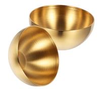 PRETYZOOM Lot De 2 Saladiers En Acier Inoxydable Monocouche Doré, Bols à Riz Ménagers, Vaisselle Cuisine Polyvalente Pour Fruits, Salades Et Snacks, Usage Domestique Et Restauration
