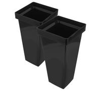 PRETYZOOM Lot de 2 Seaux Carrés Noirs en Plastique, Grosse Capacité, Compact et Portable, pour Fleurs Coupées et Cannes, pour Fleuristes et Bureaux