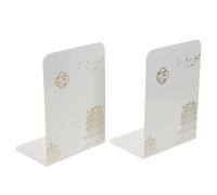 PRETYZOOM Lot de 2 Serrage-Livres Métalliques Blancs Réglables pour Livres Lourds Support de Bureau Multifonction pour Organisation et Lecture Accessoire Déco Chinois Contemporain pour
