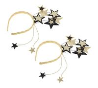 PRETYZOOM Lot de 2 Serrage-Têtes à Paillettes Noirs et Dorés Étoiles à Cinq Branches Accessoires de Coiffure pour Filles Bandeaux Décoratifs pour Fêtes du Nouvel An et Anniversaires