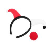 PRETYZOOM Lot de 2 Serrage-têtes Halloween Clown Noir Blanc Rouge Mini Chapeau et Nez Mousse Rouge, Accessoires Légers pour Costume, Bandeaux Confortables pour Fêtes et Cosplay