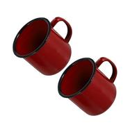 PRETYZOOM Lot de 2 Tasses à Café Vintage en Émail Rouge Multifonctionnelles Résistantes à Haute Température pour Camping Maison et Bureau Tasses à Café en Métal Émaillé