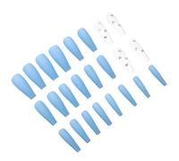 PRETYZOOM Lot de 24 Faux Ongles Femmes Ultra-Fins Motifs Ailés Holographiques Bleu Ciel Manucure Professionnelle Solide Adaptés pour Soirée Mariage et Usage Quotidien