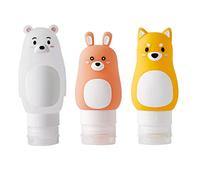 PRETYZOOM Lot de 3 bouteilles de voyage en forme d'animal pour produits de toilette, shampooing, liquides, lotions