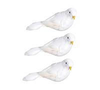 PRETYZOOM Lot de 3 Colombes Artificielles Blanches Clip pour Décoration de Jardin et Loisirs Créatifs, Modèle en Mousse Réaliste, Ornement d'oiseaux Décoratif Extérieur et Intérieur