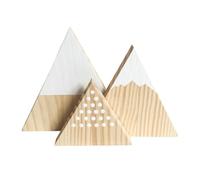 PRETYZOOM Lot De 3 Décorations en Bois Triangulaires Motif Montagne Enneigée Blanc, Ornement De Bureau Nordique, Art Décoratif en Bois pour Intérieur, Taille Petite Moyenne Grosse