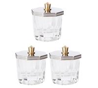 PRETYZOOM Lot de 3 Godets en Verre Cristal avec Couvercle Octogonal pour Liquide et Poudre Acrylique, Facile à Nettoyer, pour Art Manucure