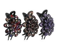 PRETYZOOM Lot de 3 Pinces à Cheveux Françaises Strassées Clips Français Trois Dents en Violet Multicolore et Accessoires Cheveux Femme pour Barrettes Plates Décoratives pour Mariage et