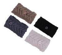 PRETYZOOM Lot de 4 Bandeaux Tricotés à Boutons pour Masque, Laine Extensible, Couleurs Assorties, Bandeaux Confortables pour Femme, Protection Auditive et Maintien Lors D’activités