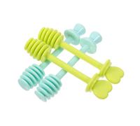 PRETYZOOM Lot De 4 Bâtonnets De Miel pour Agitation, Rainurés, en Plastique, Couleurs Vert Clair Et Bleu, Agitateur Multifonction Cuisine, Thé, Confiture, Usage Domestique Et Restauration