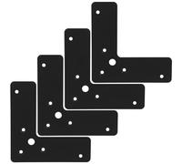 PRETYZOOM Lot de 4 Équerres en L en Acier Inoxydable 2mm Épaisseur 100x100mm Largeur 32mm, Équerres Métalliques Plates Noires Robustes pour Assemblage de Meubles et Fixation de Panneaux