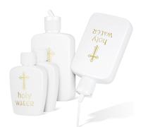 PRETYZOOM Lot de 4 Flacons d'eau Bénite Décorés de Motifs Dorés - Petits Flacons de Bénédiction Chrétiens pour L'église, Le Baptême Et La Prière à La Maison, Récipients Religieux