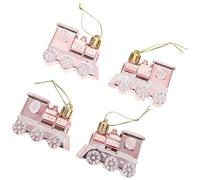 PRETYZOOM Lot de 4 Pendentifs Décoratifs Sapin de Noël de Petite Voiture, Couleur Rose Doré, Décorations Suspendues pour Fêtes, Accessoires Légers pour Maison, Bureaux et Magasins