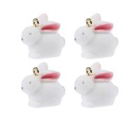 PRETYZOOM Lot de 4 Pendentifs Lapin Blanc en Résine 3d Doux et Mignons, Accessoires pour Bijoux Diy, Charmants Pendentifs Décoratifs pour Boucles D’oreilles, Bracelets et Valises, Matériel