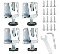 PRETYZOOM Lot de 4 Pieds de Meubles Réglables en Acier Galvanisé, Vis et Clé, Pieds de Nivellement Robustes pour Tables et Armoires, Ajustables pour Sols Irréguliers, Accessoires