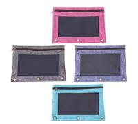 PRETYZOOM Lot de 4 Pochettes pour Classeur B5 à 3 Trous, Transparentes, Grand Format, en Tissu Oxford et Pvc Résistant, Multi-usages pour Documents et Rangement Bureau, Couleurs Variées