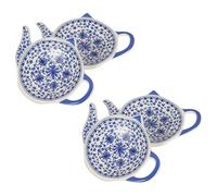 PRETYZOOM Lot De 4 Supports De Sachets De Thé en Céramique Plateau De Rangement pour Sachets De Thé Motif Théière Élégant pour Usage Domestique Et Fête